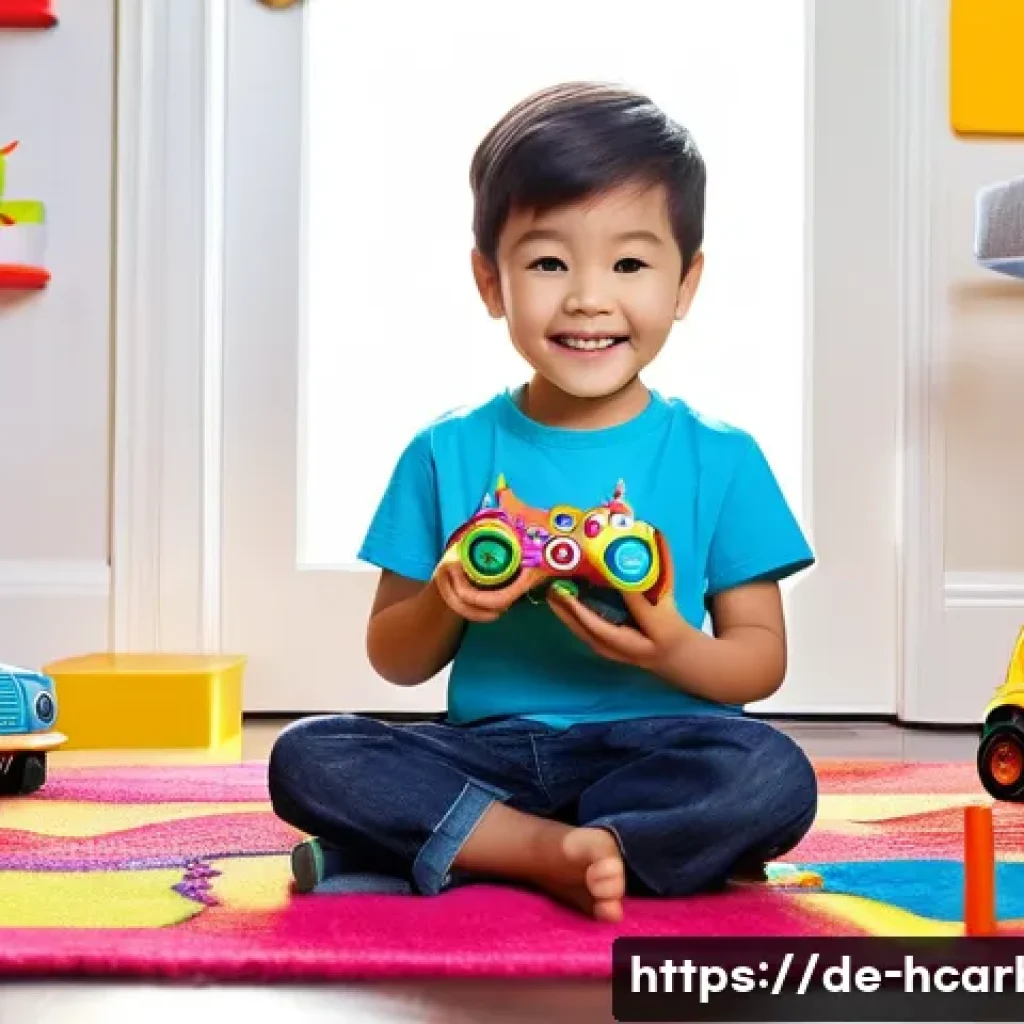 헬로카봇 장난감 구매 가이드 - **Prompt 1: The Magic of First Transformation**
    A delighted child, around 5-7 years old, with wi...