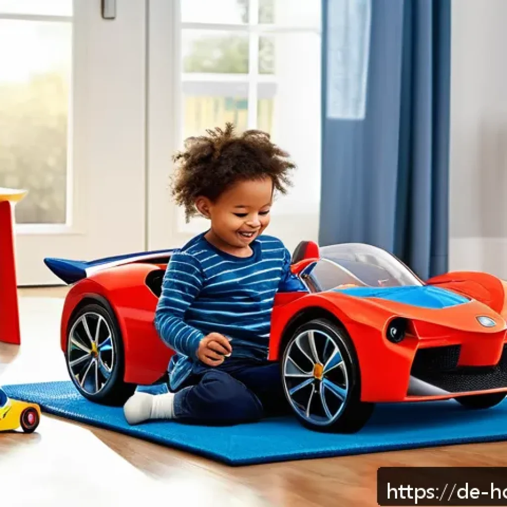 헬로카봇 유아용 완구 인기 순위 - A vibrant playroom scene featuring a young child happily transforming a colorful Hello Carbot robot ...
